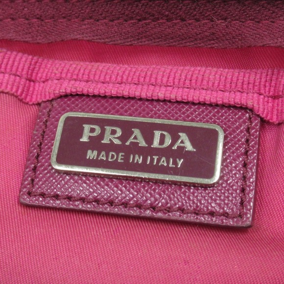 PRADA Prada nylon pouch bag with triangle logo and triangular plate, pink, fo...